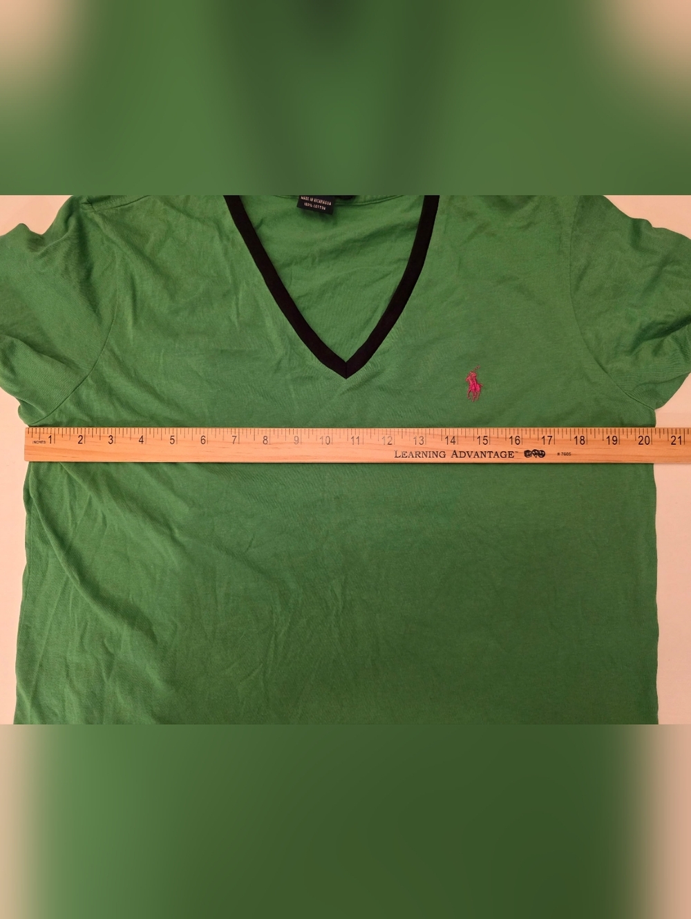 Polo by Ralph Lauren Women's Green V-Neck Short Sleeve Shirt ~ Size Large - Picture 8 of 9